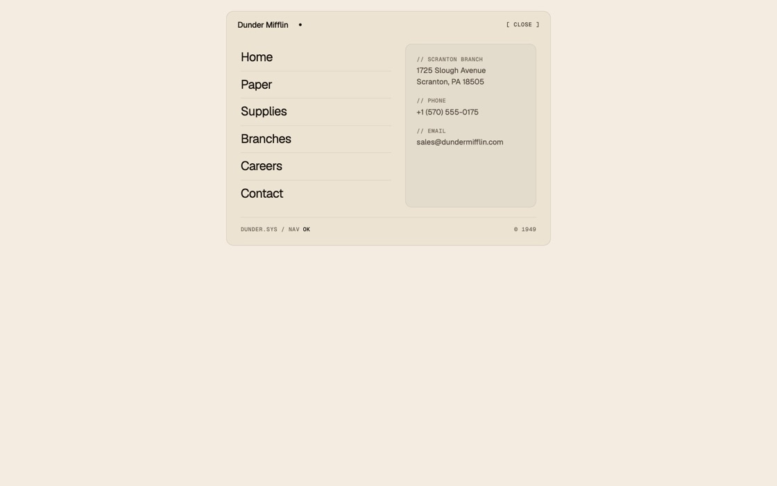 Anchored expandable menu, the effect at rest