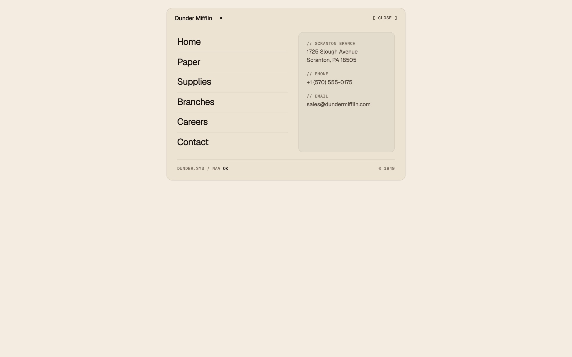 Anchored expandable menu, the effect at rest