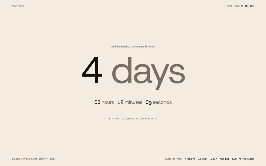 Countdown, the effect at rest