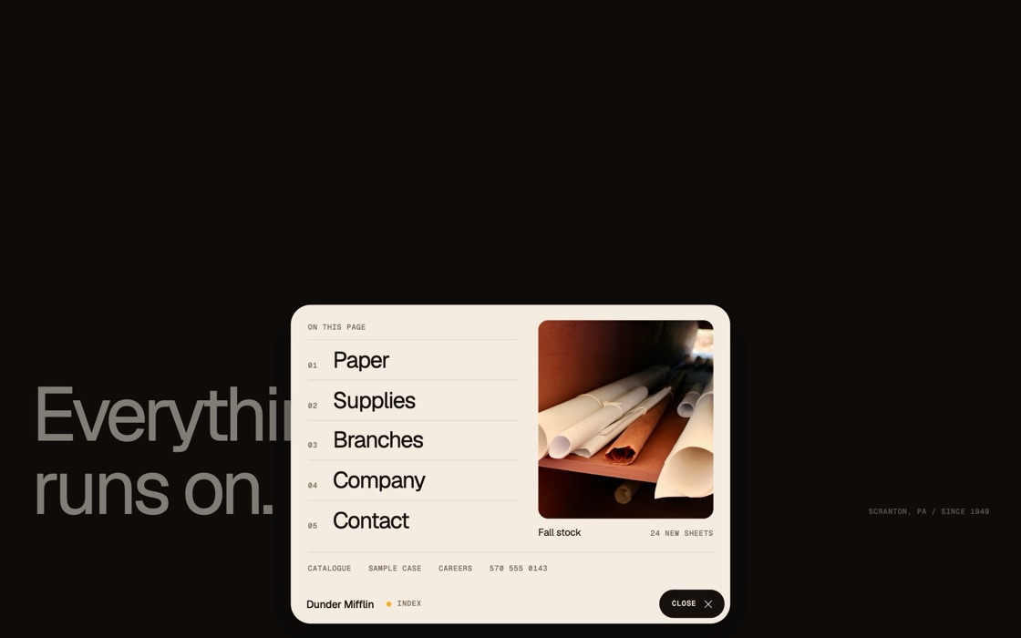 Dock menu, the effect at rest