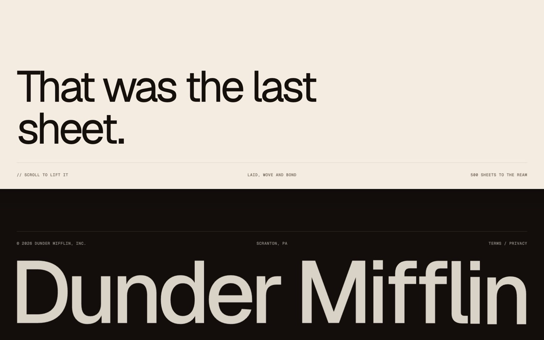 Footer reveal, the effect at rest