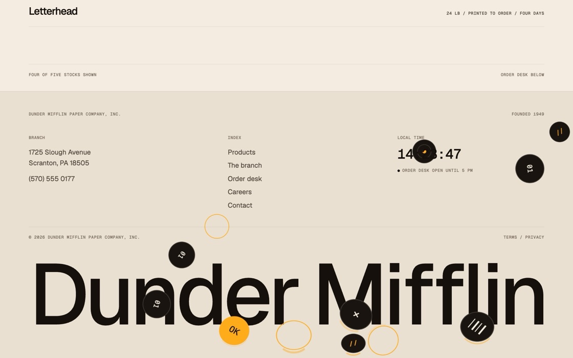 Gravity footer, the effect at rest