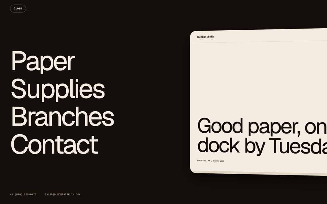 Push menu, the effect at rest