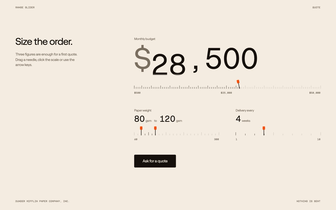 Range slider, the effect at rest